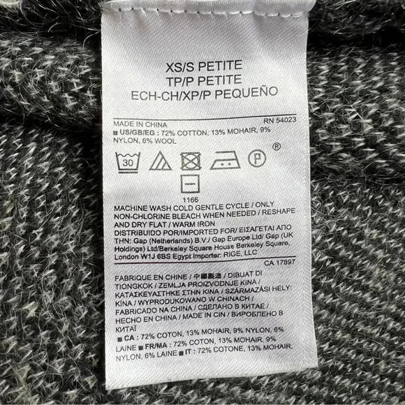 Banana Republic Mohair Wool Sleeveless Plaid Cardigan Sweater Cape Size XS-S - Picture 4 of 4